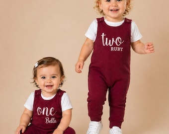 Personalized Ribbed Cotton Dungarees – Custom Toddler Romper for 1st/2nd Birthday