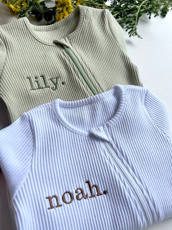 Personalised Gift Baby Zip Romper | Embroidered Baby Grow Newborn, Personalized clothing Sleepsuit , First Birthday Gift, Baby Shower Gift