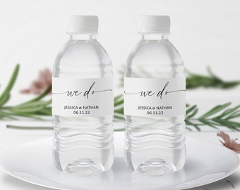 Minimalist Water Bottle Label Template, 100% Editable, Wedding Favor, Instant Download, Templett, Wedding Water Sticker, Printable, Min2