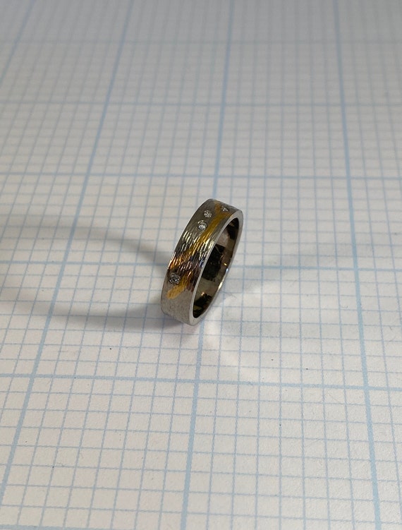Satin Titanium with Polished Palladium Inlaid Wedding Ring