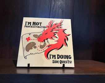 I’m Not Procrastinating, I’m Doing Side Quests! Art Panel – Gamer Humor Wall Hueforge