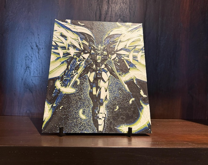 Winged Mech Art Panel – Angelic Sci-Fi Warrior Hueforge