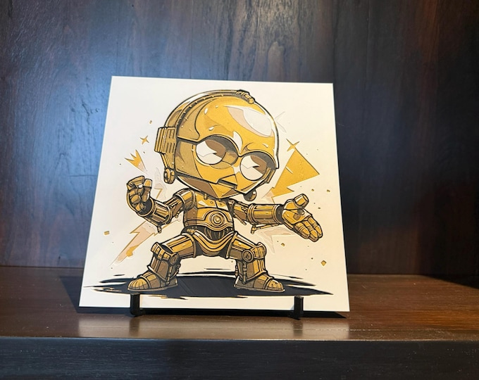 Chibi Robot Art Panel – Cute Sci-Fi Droid Hueforge