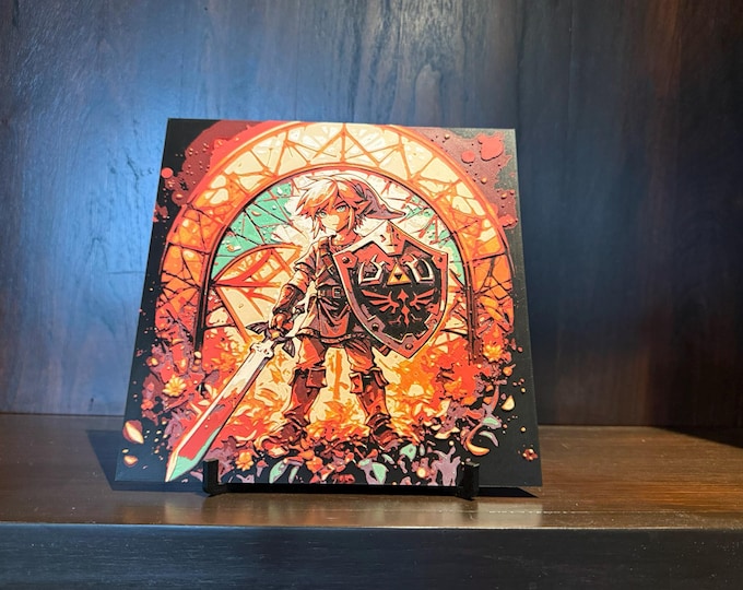 Fantasy Hero Art Panel – Stained-Glass Style Adventure Hueforge