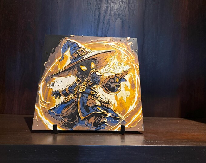 Arcane Mage Art Panel – Whimsical Fantasy Spellcaster Hueforge