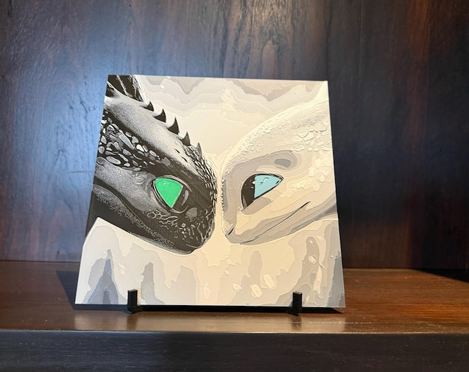 Dual Dragon Art Panel – Minimalist Fantasy Creature Hueforge