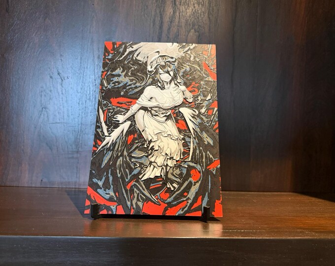 Textured Anime-Inspired Art Panel – Dark Fantasy Relief Hueforge