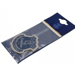 May include: A blue and white car air freshener with the Everton Football Club crest and the text "NISI OPTIMUM NISI SATIS TEN 1878 EVERTON".