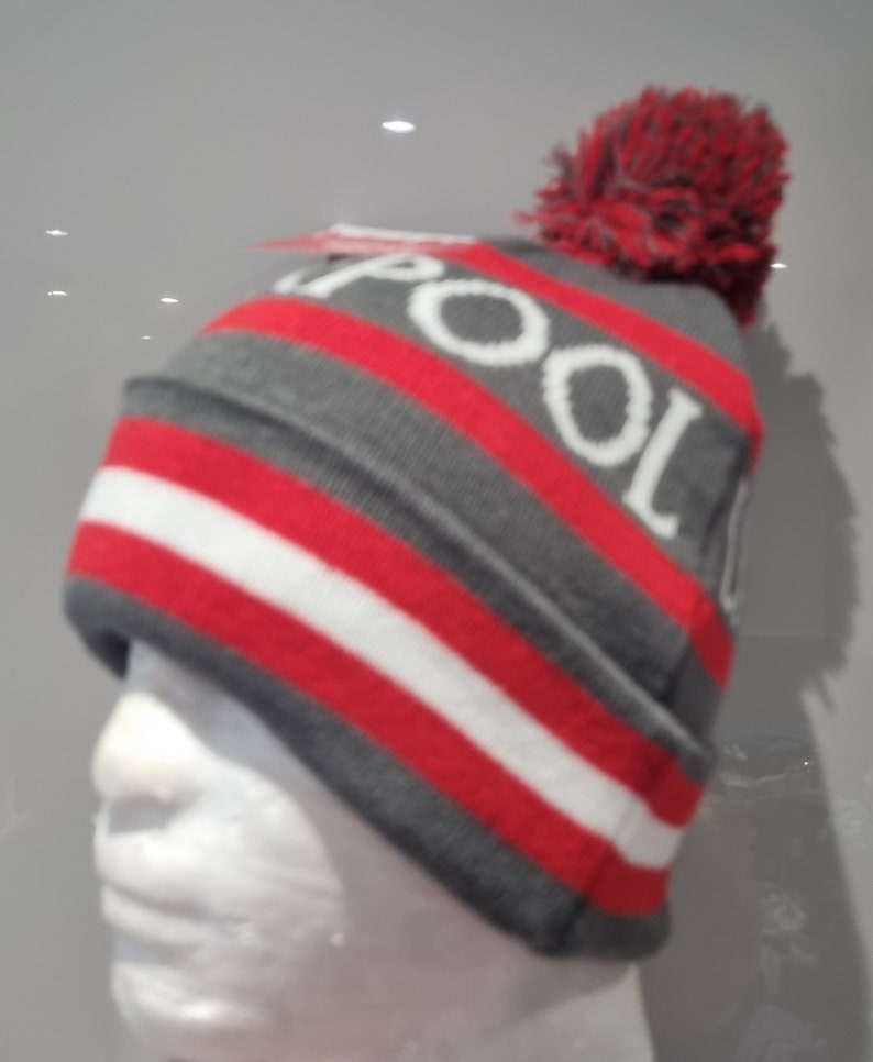 Liverpool Bobble Hat Grey, Red and White image 3