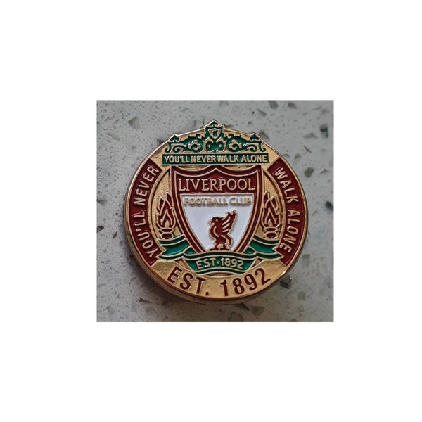 Liverpool Official Gold Round Pin Badge with Club Crest - Large