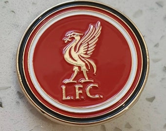 Liverpool Red, White and Black Round Pin Badge with Liverbird - LFC - Small