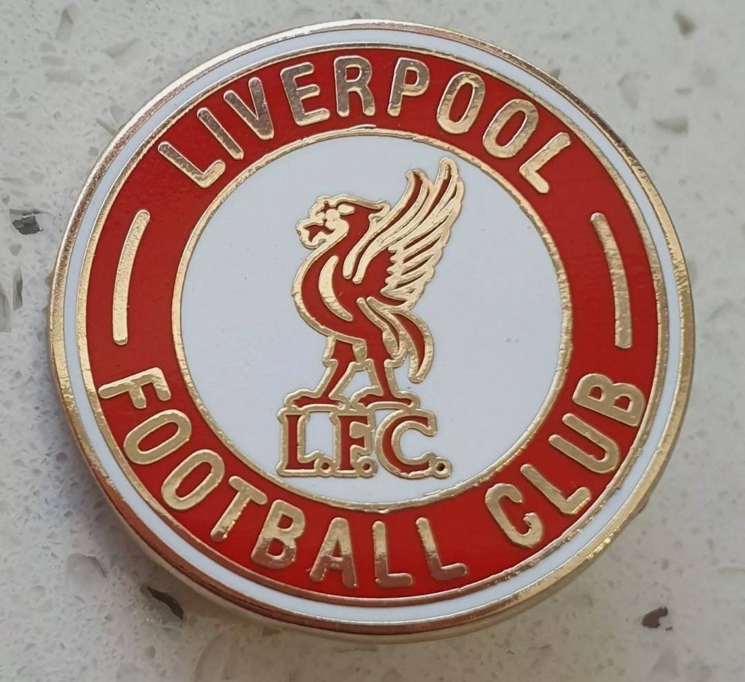 Liverpool FC Official Red and White Round Pin Badge With Liverbird ...