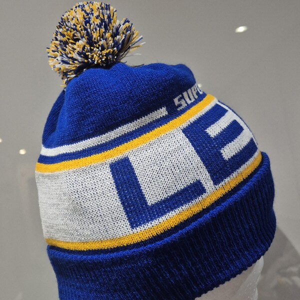 Leeds Blue and White Bobble Hat - Super Whites