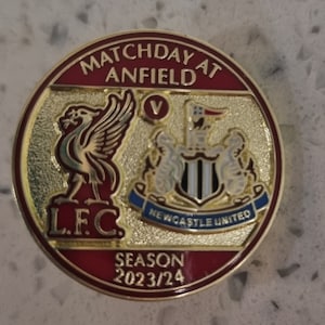 Liverpool V Newcastle Matchday Pin Badge - Season 2023/24