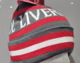 Liverpool Bobble Hat - Grey, Red and White