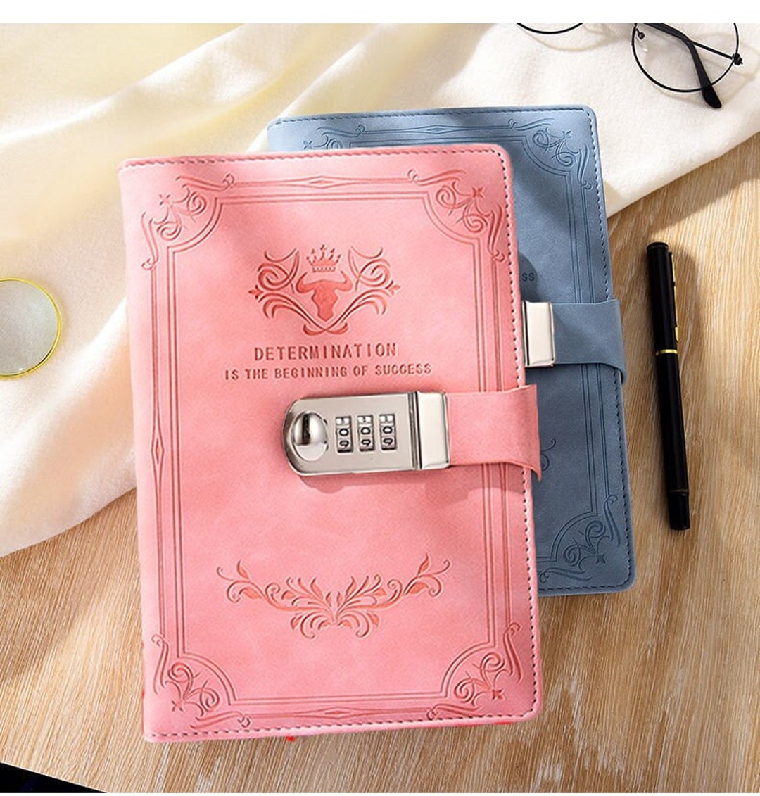Coded Leather Journal Diary With Lock Combination Lock Etsy