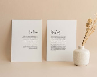 Minimalist Wedding Vows Printed, Custom Matching His and Hers Wedding template, Personalized Marriage Vows Sign, Anniversary | Wedding Gift