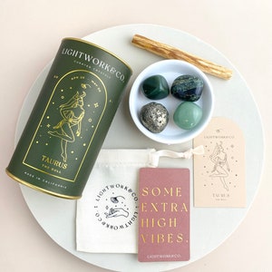 Taurus Zodiac Crystal Set Kit | Astrology April May Birthday Gift | Unique Holiday Self Care Best Friend Sister Mom Bridesmaid Proposal Idea