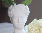 SMALL SIZE WHITE Female Head Statue Greek Goddess Concrete Flower Planter Candle Holder Decoration for Home Small Home Decor Female Bust