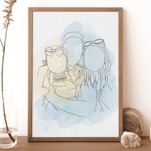 カスタム家族の肖像画 大きなポスター、イラスト、デジタルアート、カップルの肖像画、結婚式の肖像、パーソナライズされたギフト
