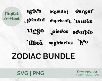Retro Zodiac SVG Bundle| Zodiac svg| horoscope svg| astrology svg| coffee mug svg| t-shirt svg| gift for her| boho svg bundle| retro svg