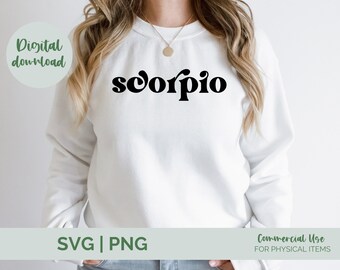 Scorpio SVG PNG | Zodiac svg| Astrology svg| water sign svg| Horoscope svg| zodiac sign svg| retro svg png| boho svg| gift for her svg
