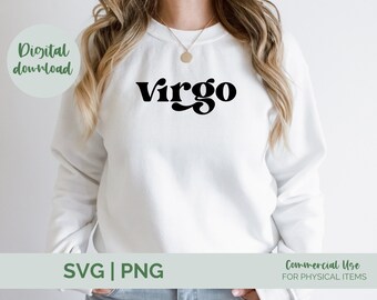 Virgo SVG PNG | Zodiac svg| Astrology svg| earth sign svg| Horoscope svg| zodiac sign svg| retro svg png| boho svg| gift for her svg