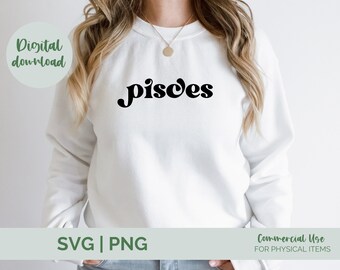 Pisces SVG PNG | Zodiac svg| Astrology svg| water sign svg| Horoscope svg| zodiac sign svg| retro svg png| boho svg| gift for her svg