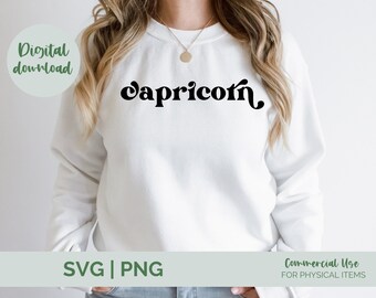 Capricorn SVG PNG | Zodiac svg| Astrology svg| earth sign svg| Horoscope svg| zodiac sign svg| retro svg png| boho svg| gift for her svg