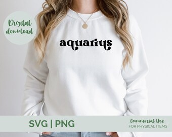 Aquarius SVG PNG | Zodiac svg| Astrology svg| air sign svg| Horoscope svg| zodiac sign svg| retro svg png| boho svg| gift for her svg