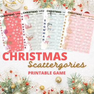Christmas Scattergories Printable| Christmas Party Game| Virtual Christmas Party Games| Christmas Party Games| Christmas Games for Kids