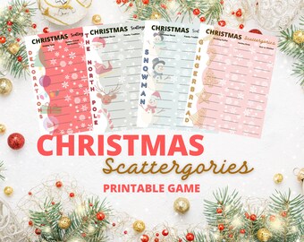 Christmas Scattergories Printable| Christmas Party Game| Virtual Christmas Party Games| Christmas Party Games| Christmas Games for Kids