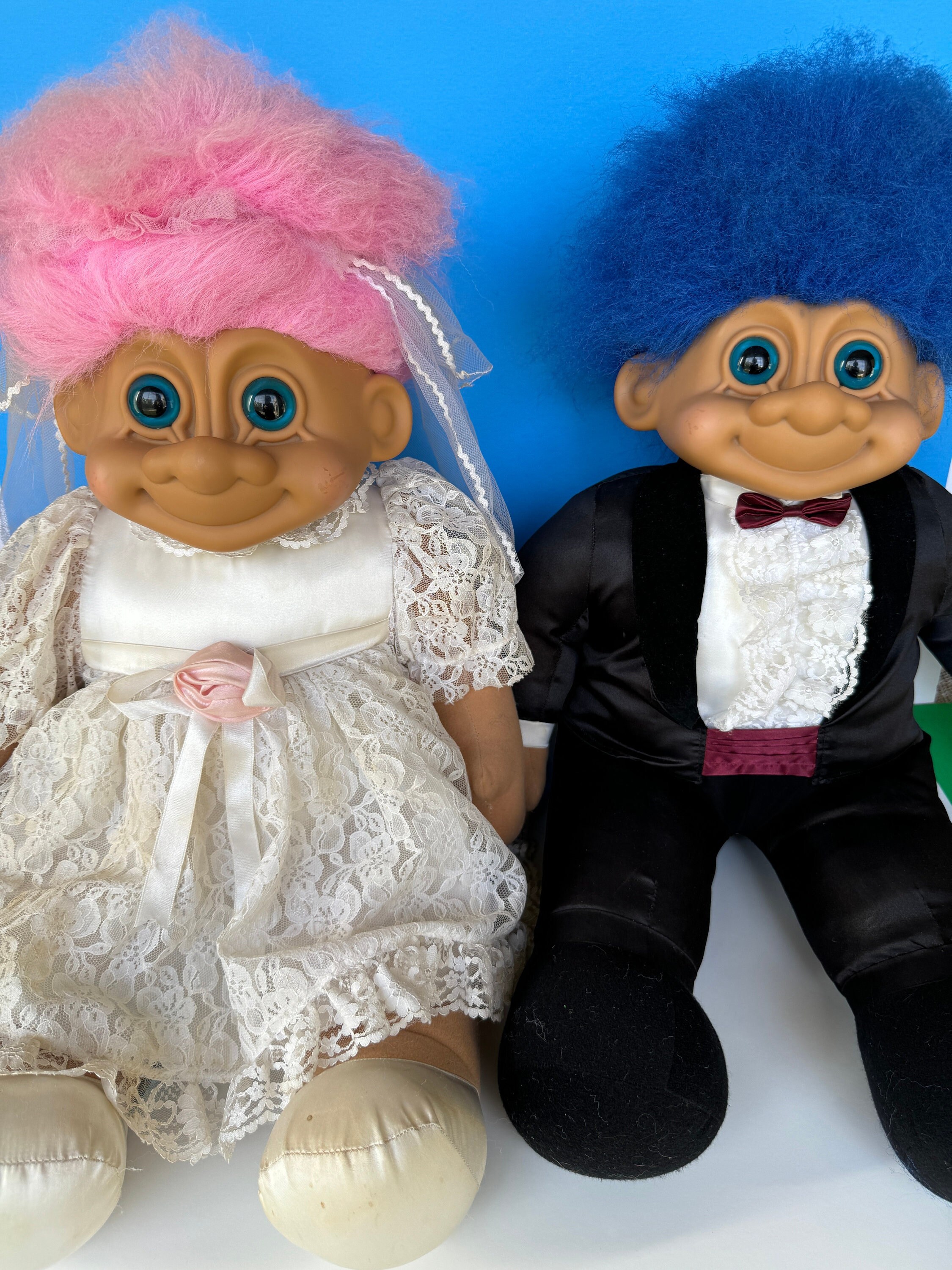 Bride and groom troll dolls on sale