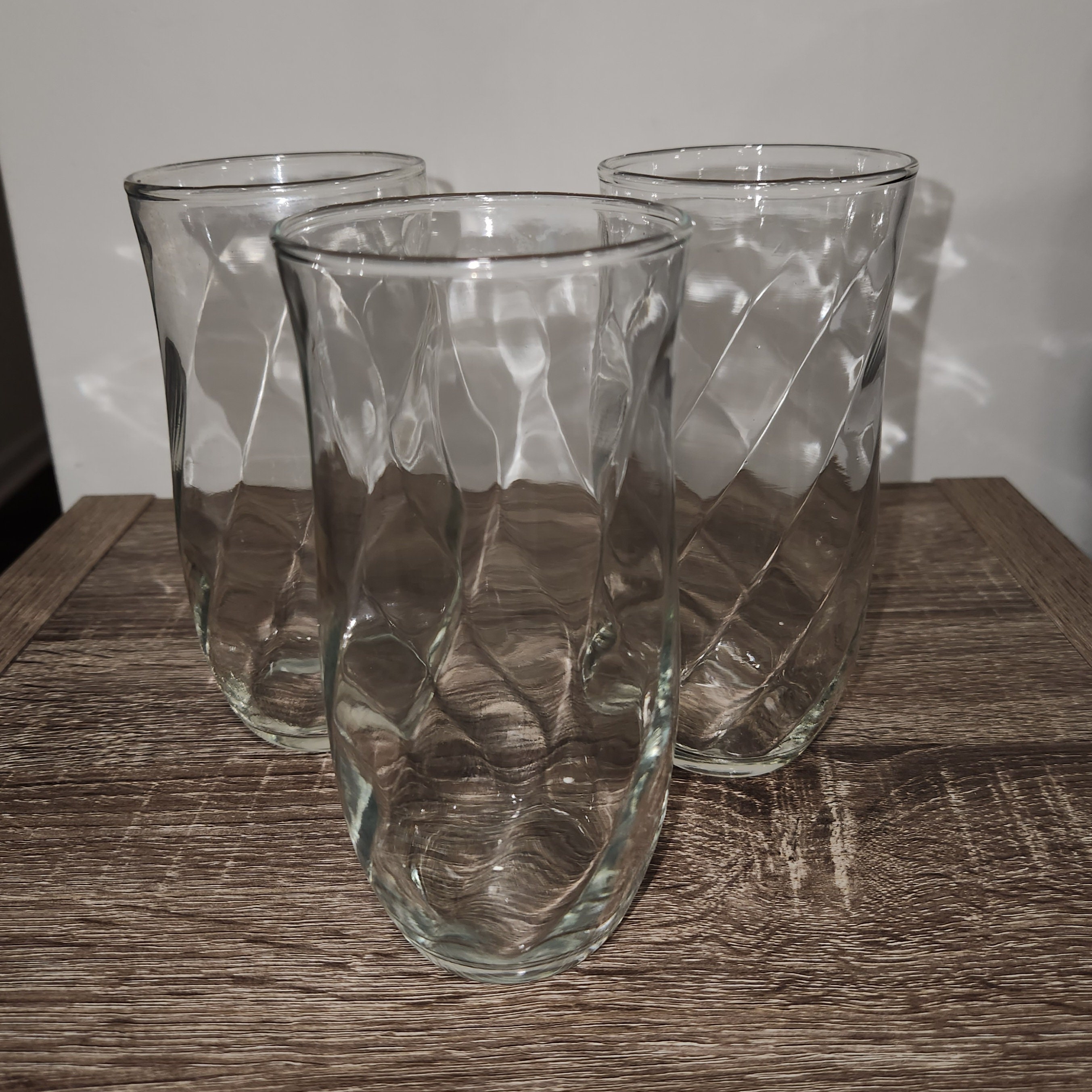 Vintage Libby Clear Optic Dot Glasses. Set of 4 Flat Bottom. 14 Ounce 