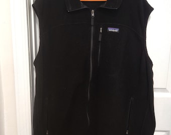 Vintage Patagonia Synchilla Vest Mens 3XL Black Full Zip Fleece Pockets.