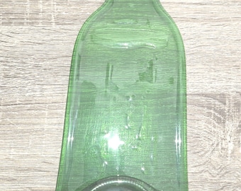 Vintage Green Glass Flat Wine Bottle Spoon Rest/Cheese Tray SEE DESCRIPTION