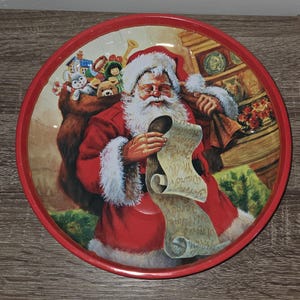 Vintage Greenbrier International Santa Claus Metal Cookie Tray, Plate 9.75"