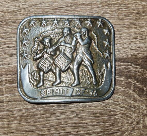 Vintage Spirit of '76 Pewter Belt Buckle - image 5