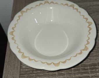 Vintage Buffalo China Gold Trim Bowl Made In USA 6.5".