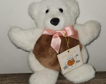 Bagel de osito de peluche vintage de North American Bear Company con etiqueta de 8"
