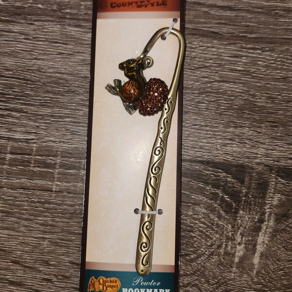 Cracker Barrel Country Style Jeweled Squirrel Pewter Bookmark