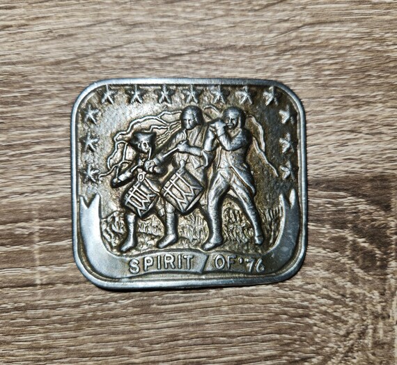 Vintage Spirit of '76 Pewter Belt Buckle - image 1