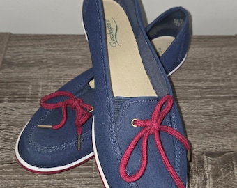 Grasshoppers Womens EF-2501M Blue Red Low Round Toe Size 8 1/2M SEE DESCRIPTION