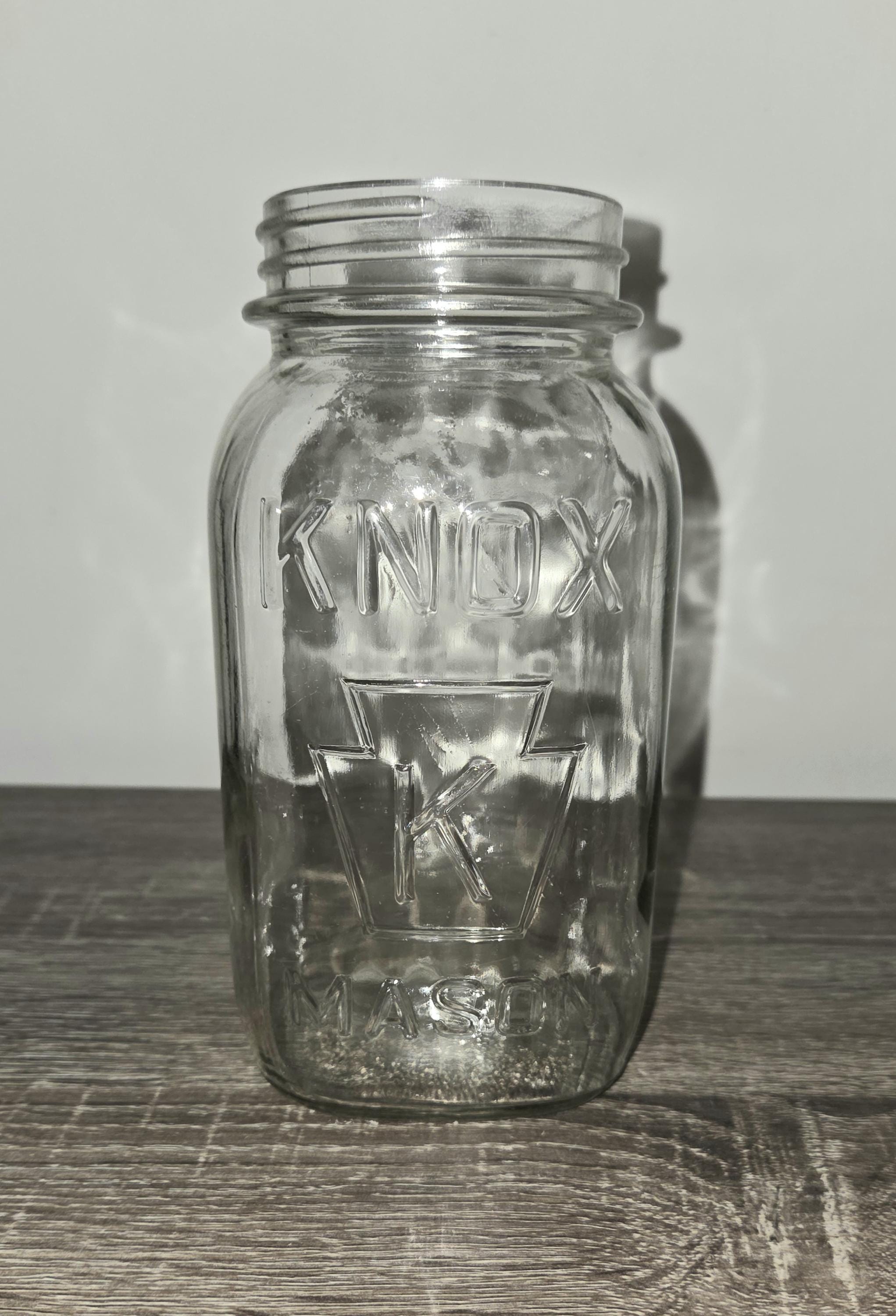 Vintage Knox Mason Jar Square Keystone Logo Canning Quart Jar SEE