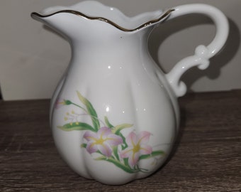 Beautiful Pink Floral Pitcher/Vase