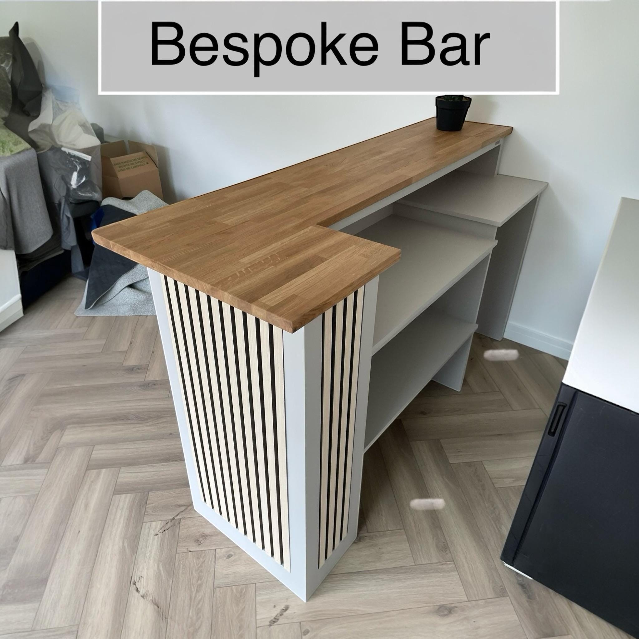 Handmade L-shape Home Bar: Solid Oak Worktop, Shaker Style - Etsy