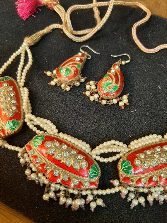 Handmade Two-Sided Hindi Wedding Jewelry Set - image 2