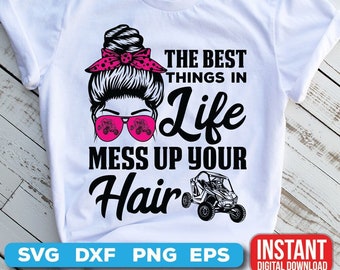 UTV Rider SVG PNG: Messy Hair Life Design (Digital Download)