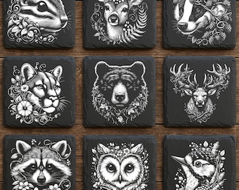 Wildlife Laser Engraving PNG Bundle: Deer, Bear, Wolf Designs (Commercial Use)