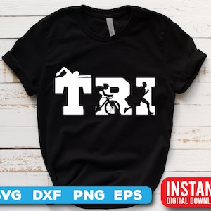 Triathlon SVG - Tri with silhouette creative art design - digital download